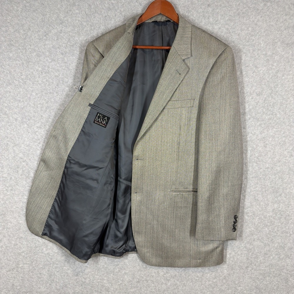 Jos A Bank Modern Men's 43L Gray Herringbone Two Button Blazer